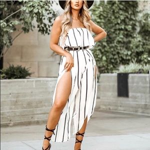 Fashion Nova Striped Jumpsuit